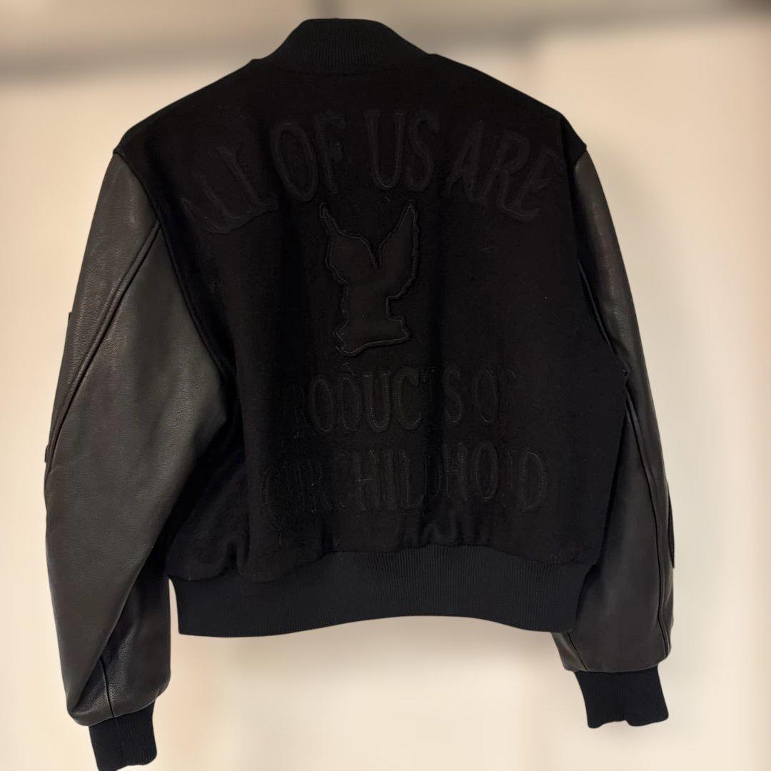 MASU バーシティジャケット　ブラックスタジャン ウール レザー刺繍