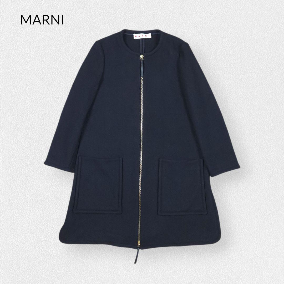 ジャケット・アウター MARNI Black Wool Collarless Coat