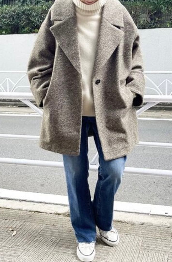 スピックアンドスパン✨Wスライバーヘリンボーンミドルコート