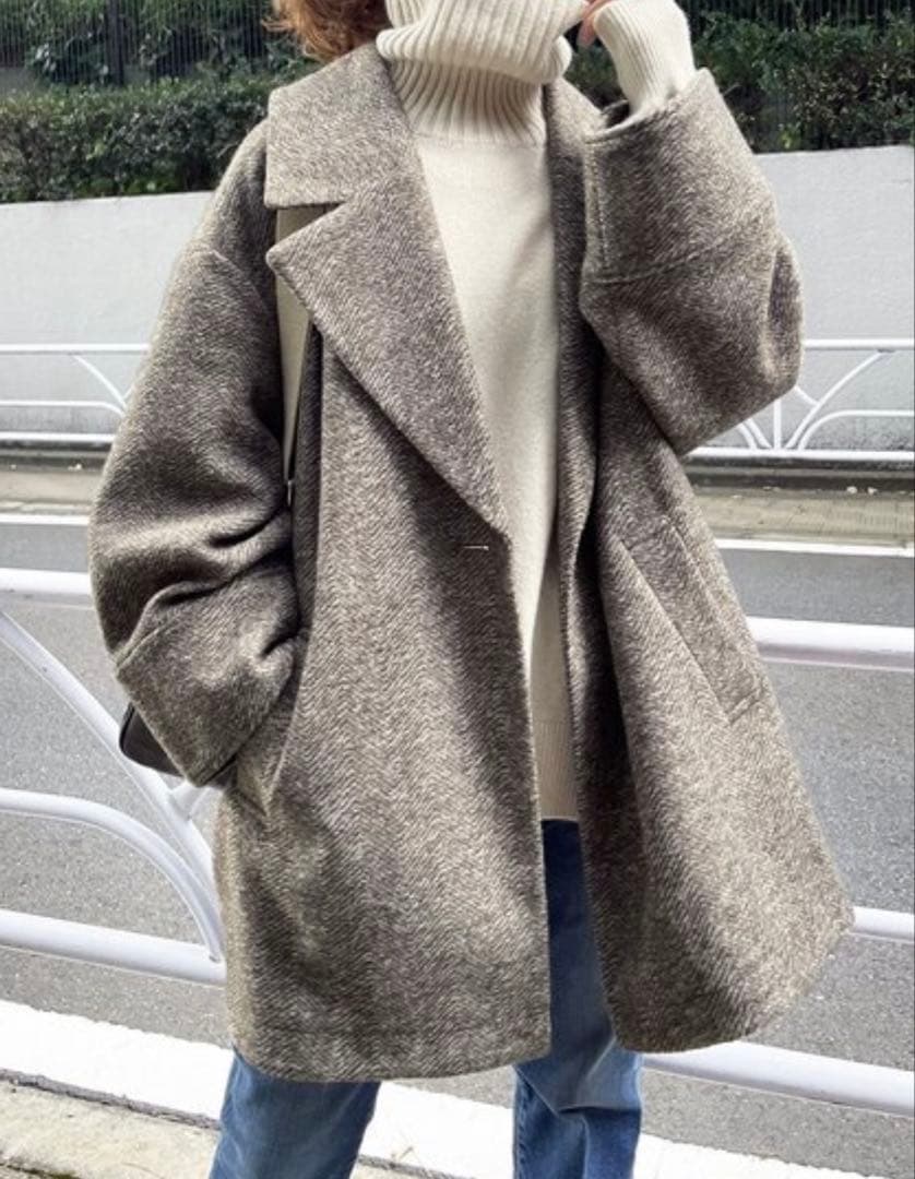 スピックアンドスパン✨Wスライバーヘリンボーンミドルコート