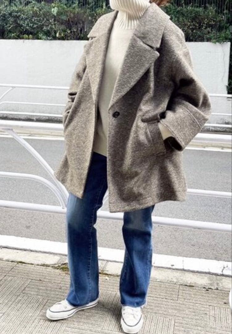 スピックアンドスパン✨Wスライバーヘリンボーンミドルコート