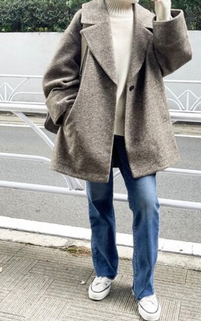 スピックアンドスパン✨Wスライバーヘリンボーンミドルコート