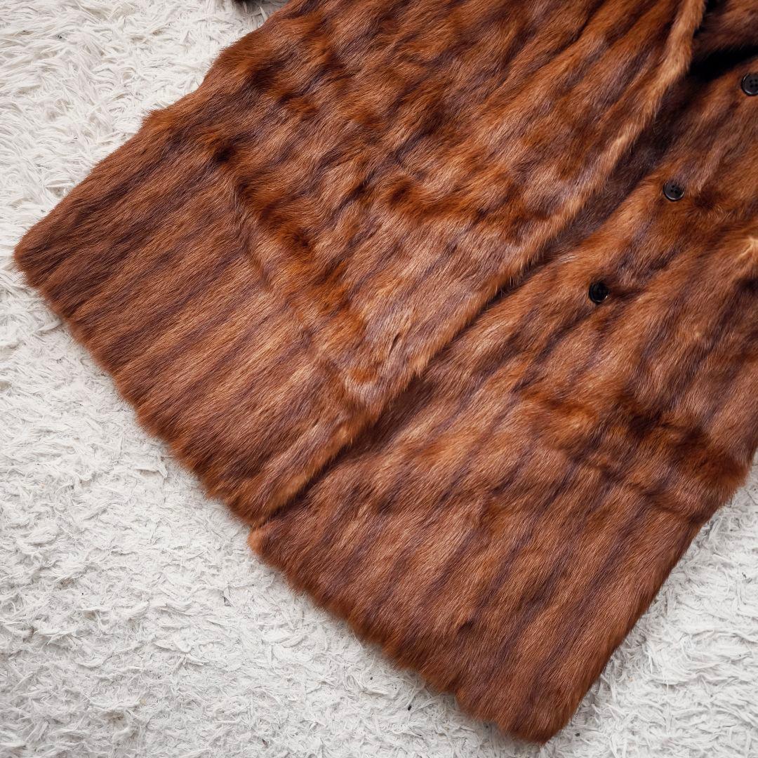 【美品 高級◎】 着丈93 毛皮 ミンク ロング デミバフ ファーコート L