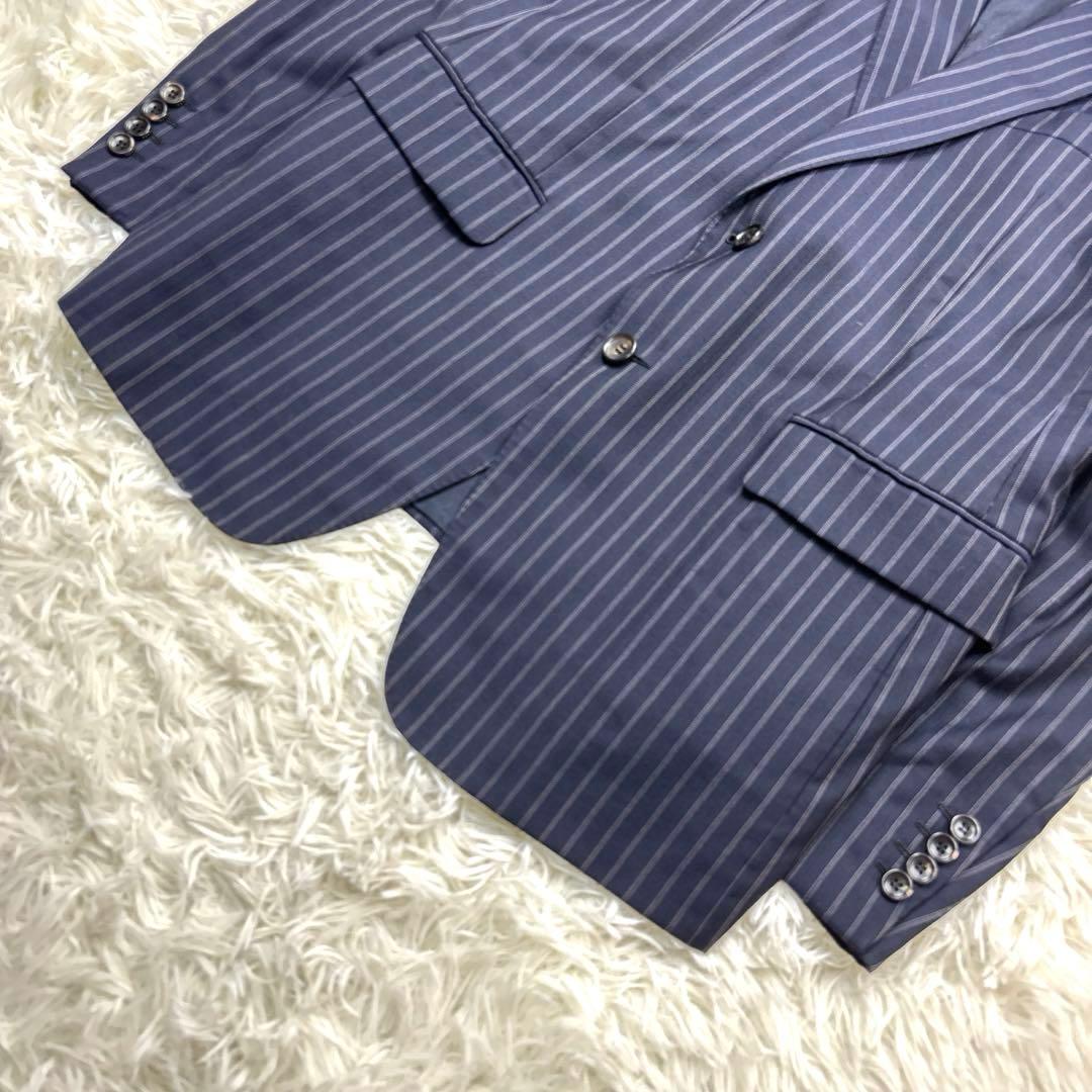 GUCCI スーツ セットアップ ストライプ 2B 裏地ロゴ柄 ネイビー 50R