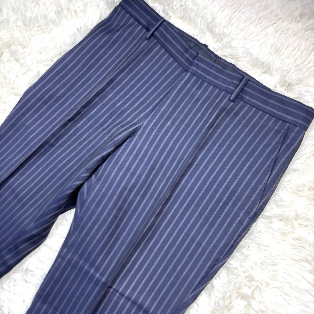 GUCCI スーツ セットアップ ストライプ 2B 裏地ロゴ柄 ネイビー 50R