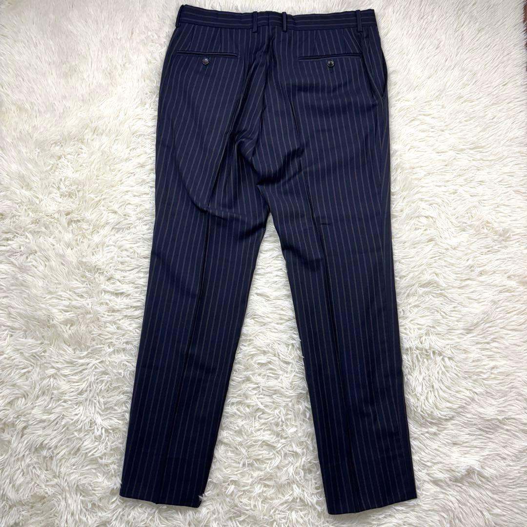 GUCCI スーツ セットアップ ストライプ 2B 裏地ロゴ柄 ネイビー 50R