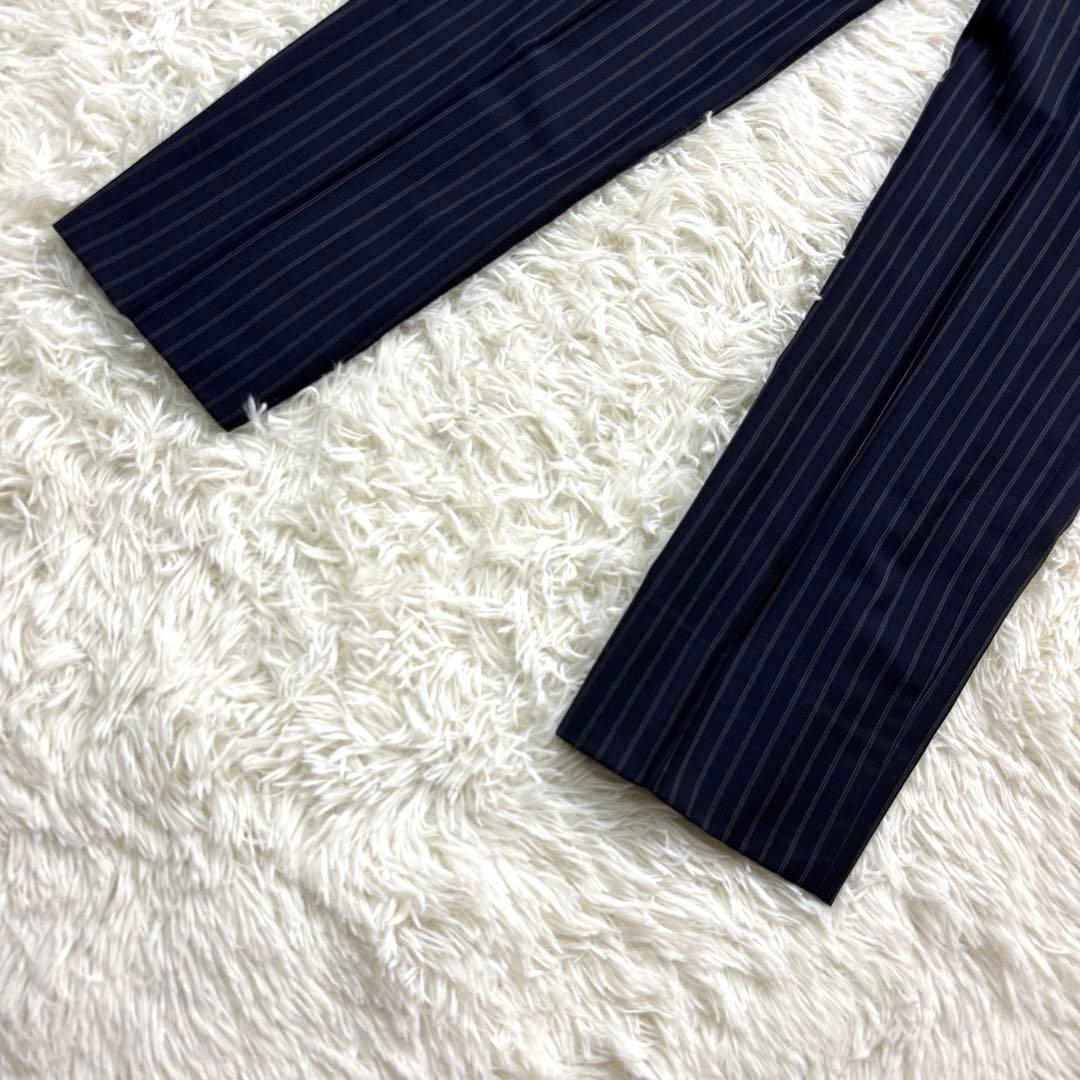 GUCCI スーツ セットアップ ストライプ 2B 裏地ロゴ柄 ネイビー 50R