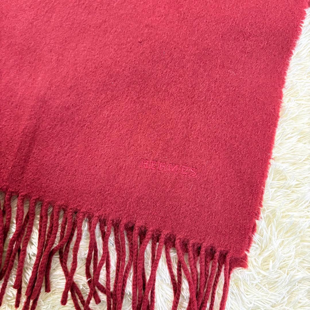 エルメス　HERMES カシミヤ　マフラー　ストール　ワインカラー