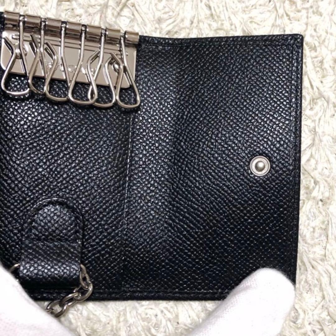 未使用✨ブルガリ レザー　6連 キーケース ロゴ　チェーン付　ブラック メンズ