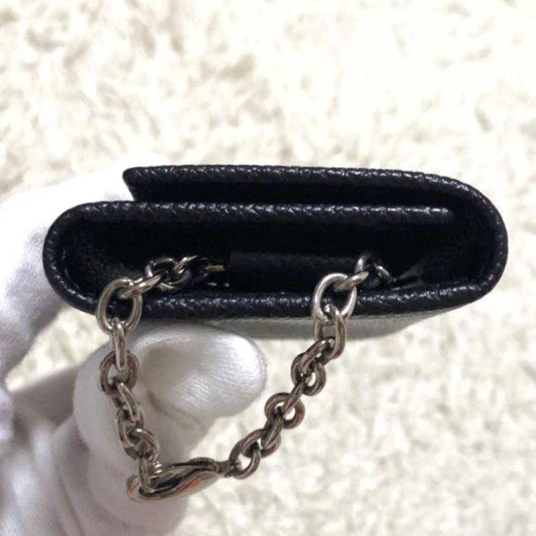 未使用✨ブルガリ レザー　6連 キーケース ロゴ　チェーン付　ブラック メンズ