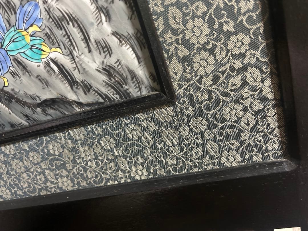 花と鳥の絵柄　陶器　木製パーテーション