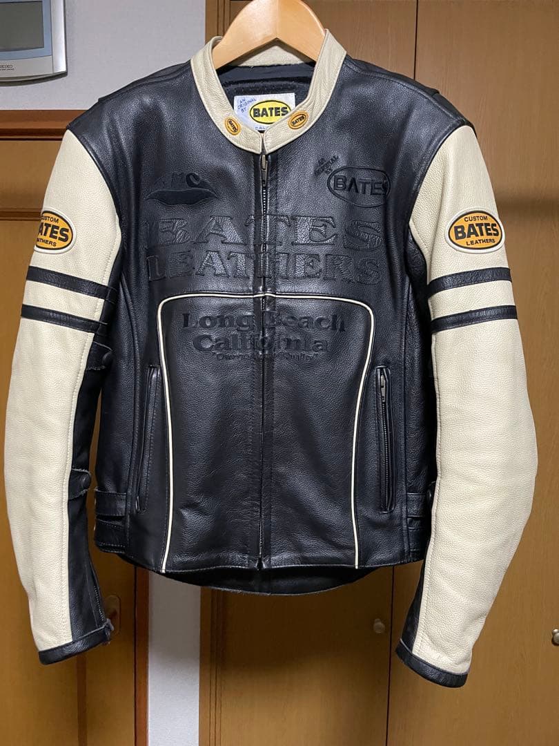 BATES レザー バイカー ジャケット M 黒/白