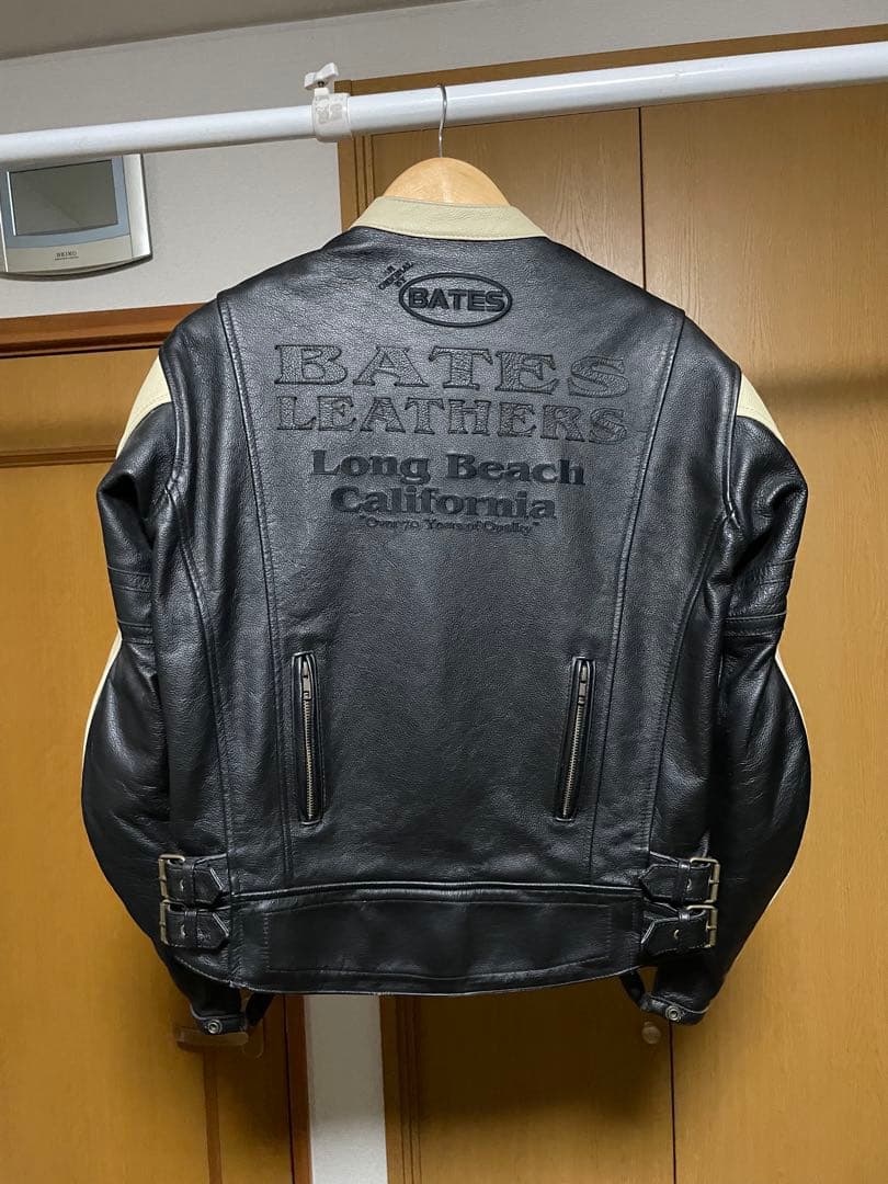 BATES レザー バイカー ジャケット M 黒/白