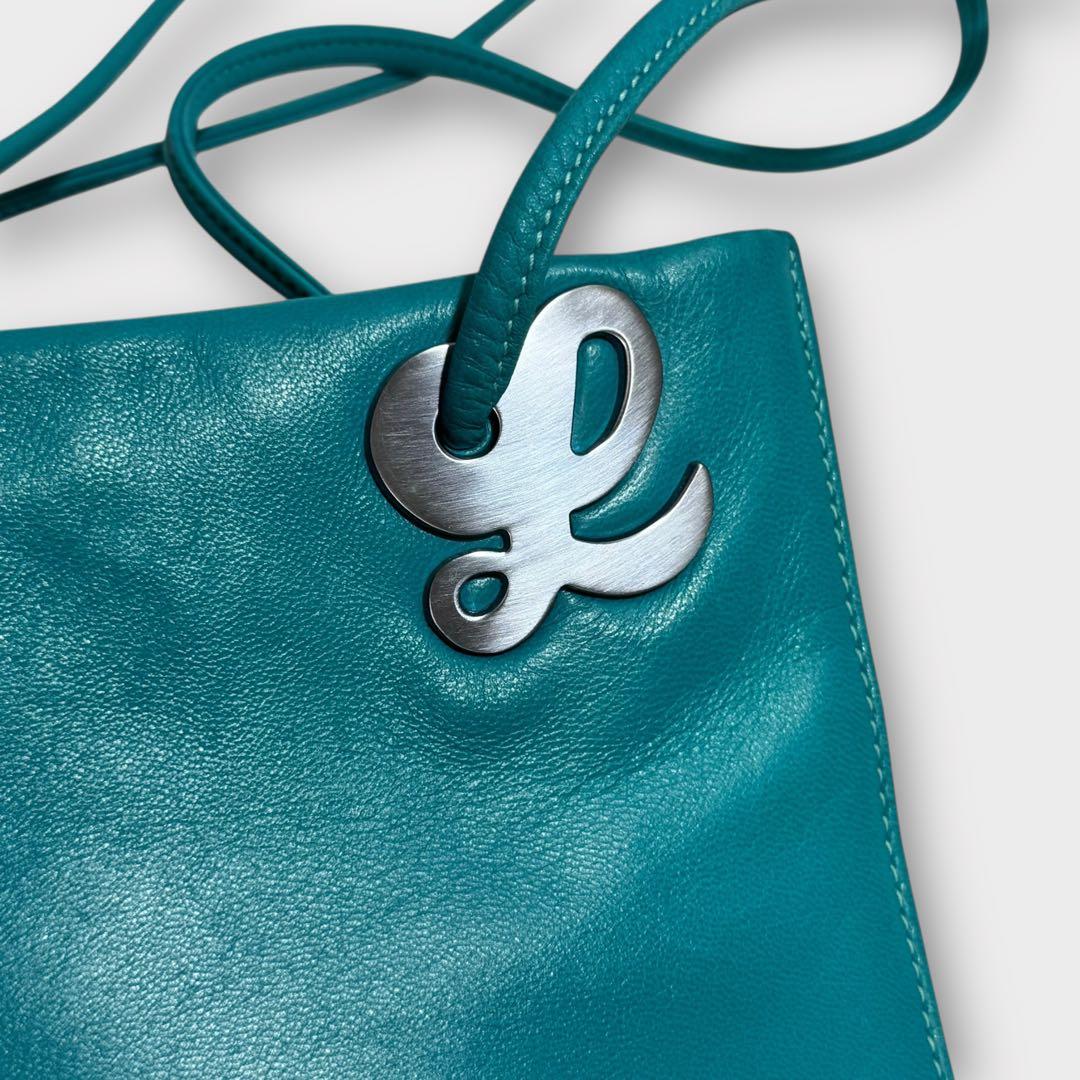 超美品✨LOEWE ロエベ　ショルダーバッグ　トートバッグ　青緑系　A5サイズ