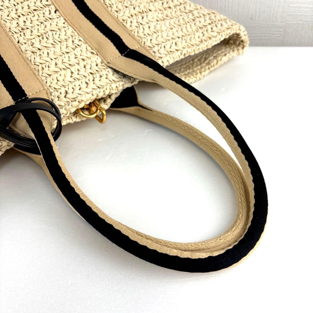 【美品】チャールズアンドキース ドルチェヴィータ ラフィア トートバッグ かご