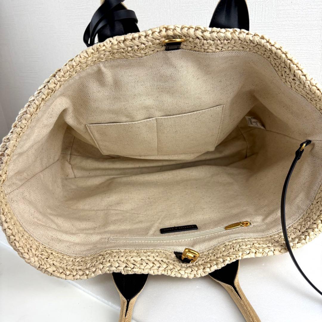 【美品】チャールズアンドキース ドルチェヴィータ ラフィア トートバッグ かご