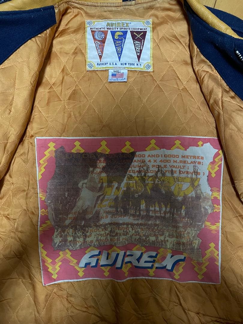 AVIREX スタジャン ネイビー/イエロー
