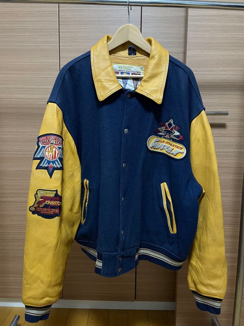 AVIREX スタジャン ネイビー/イエロー