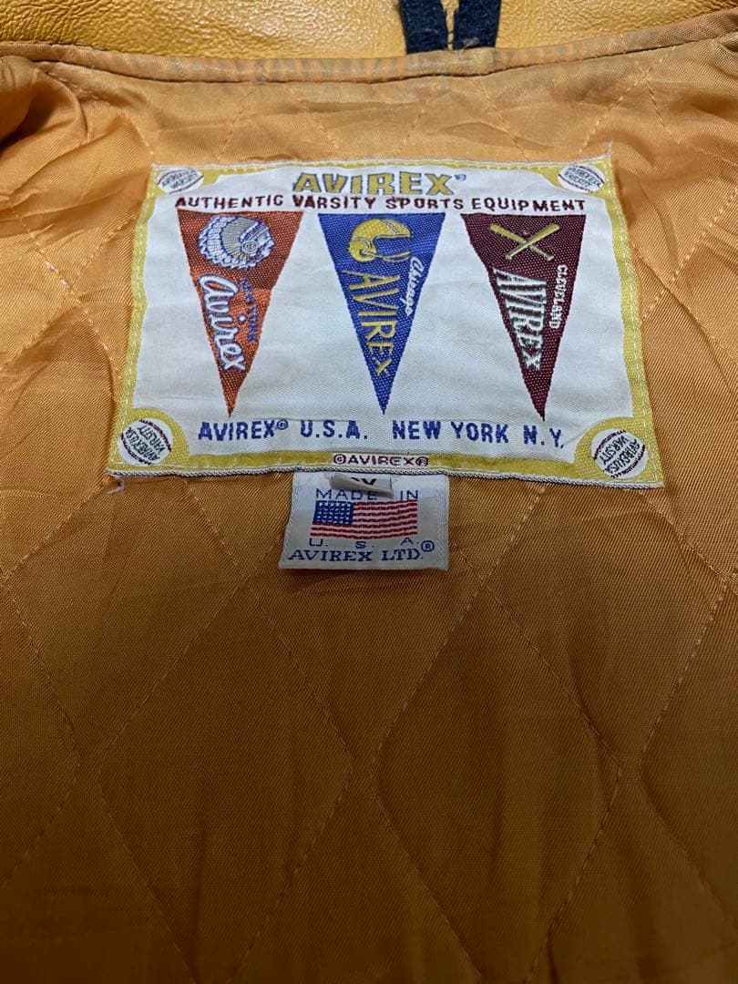 AVIREX スタジャン ネイビー/イエロー