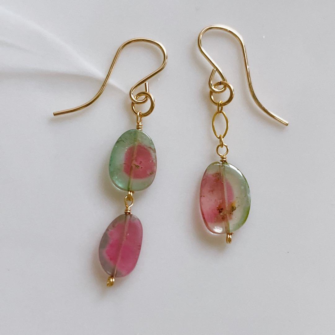 もりにかえる◆ウォーターメロントルマリンブレスレット✧14kgf