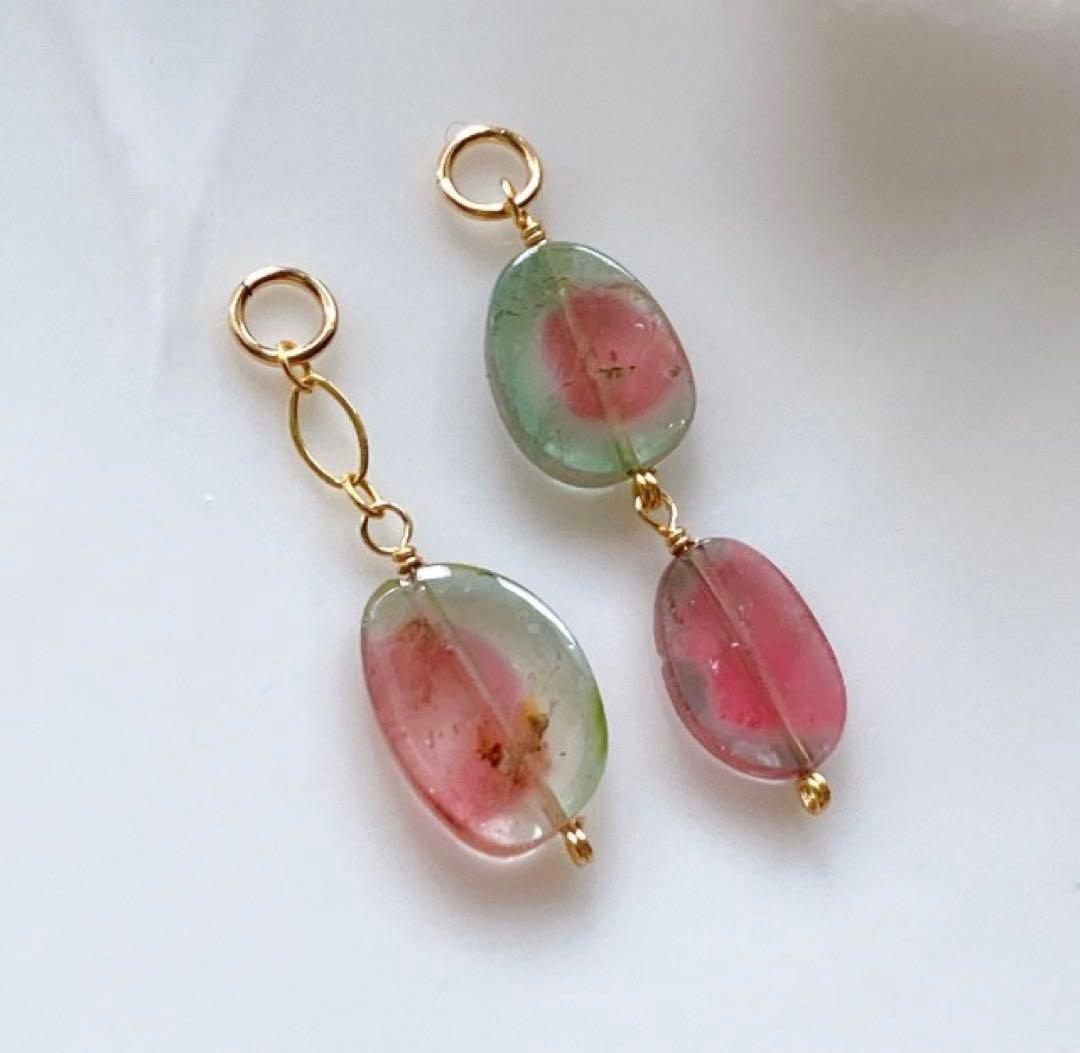 もりにかえる◆ウォーターメロントルマリンブレスレット✧14kgf