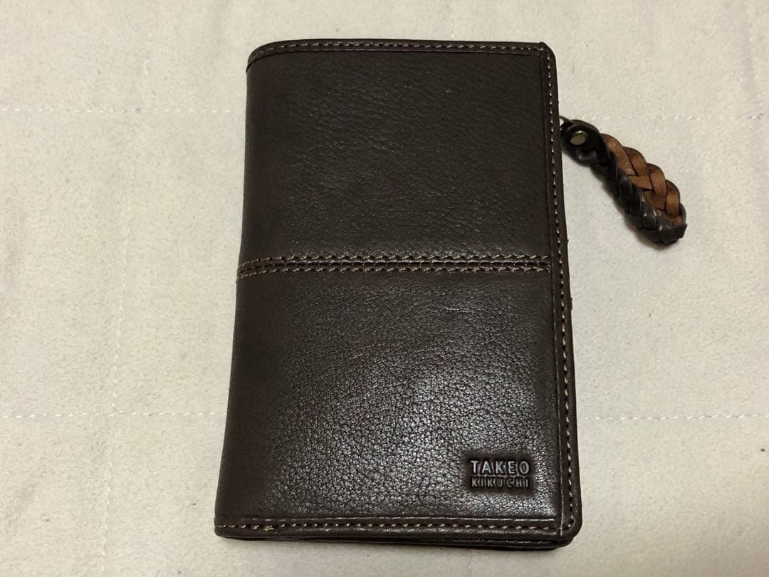 96新品TAKEO KIKUCHIタケオキクチ本革グラスゴー財布二つ折り国産レザ