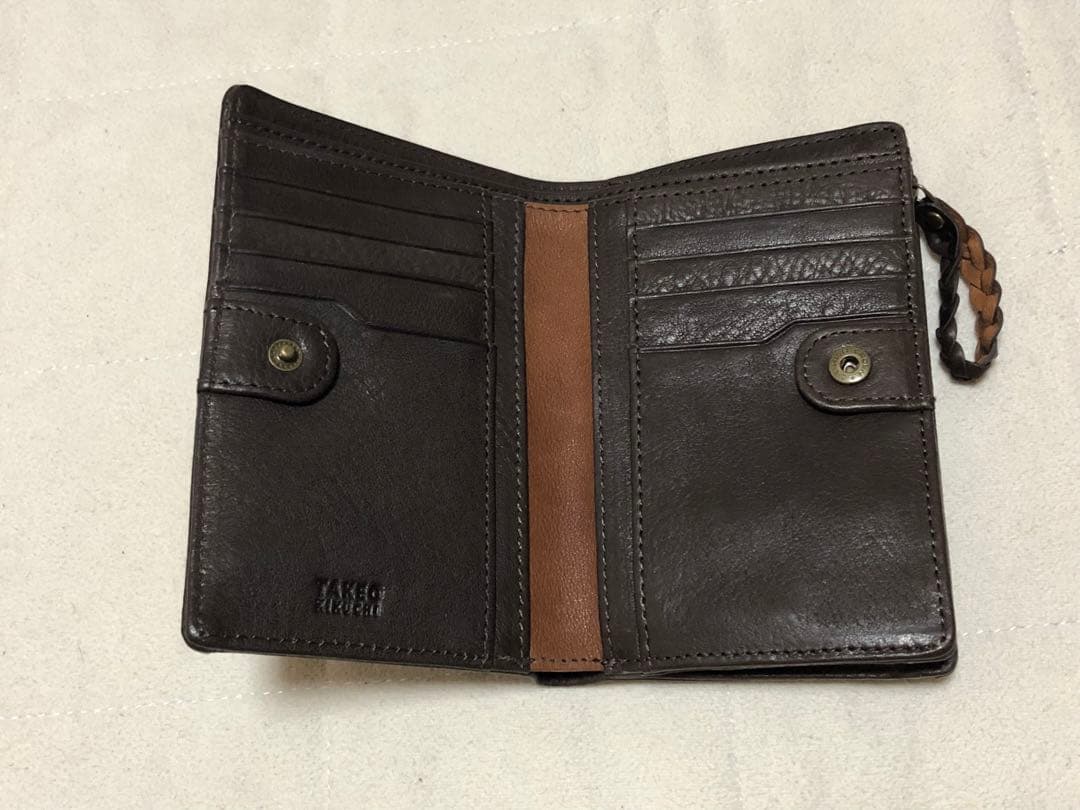 96新品TAKEO KIKUCHIタケオキクチ本革グラスゴー財布二つ折り国産レザ