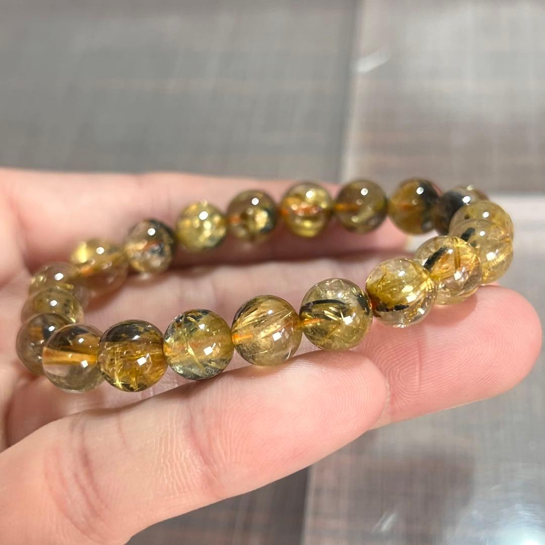 金運強　太陽放射ルチルブレスレット　ヘマタイト　ルチルクォーツ　3-1