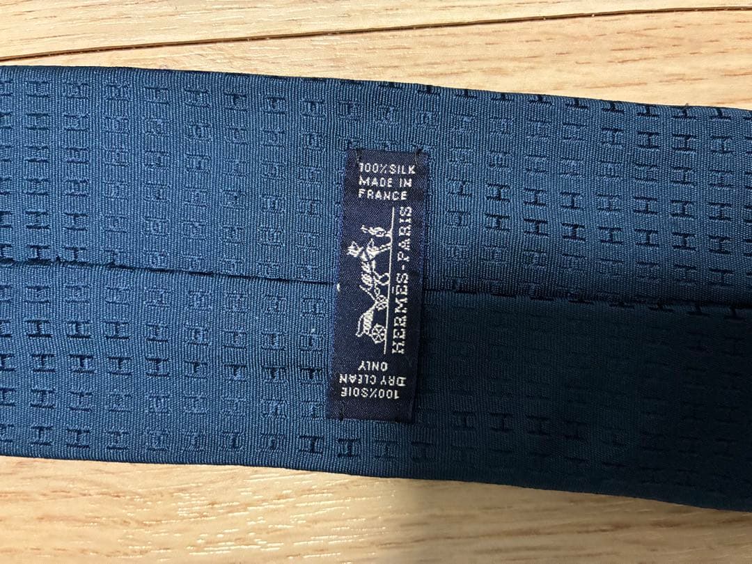 HERMES ネイビー チェック柄 ネクタイ