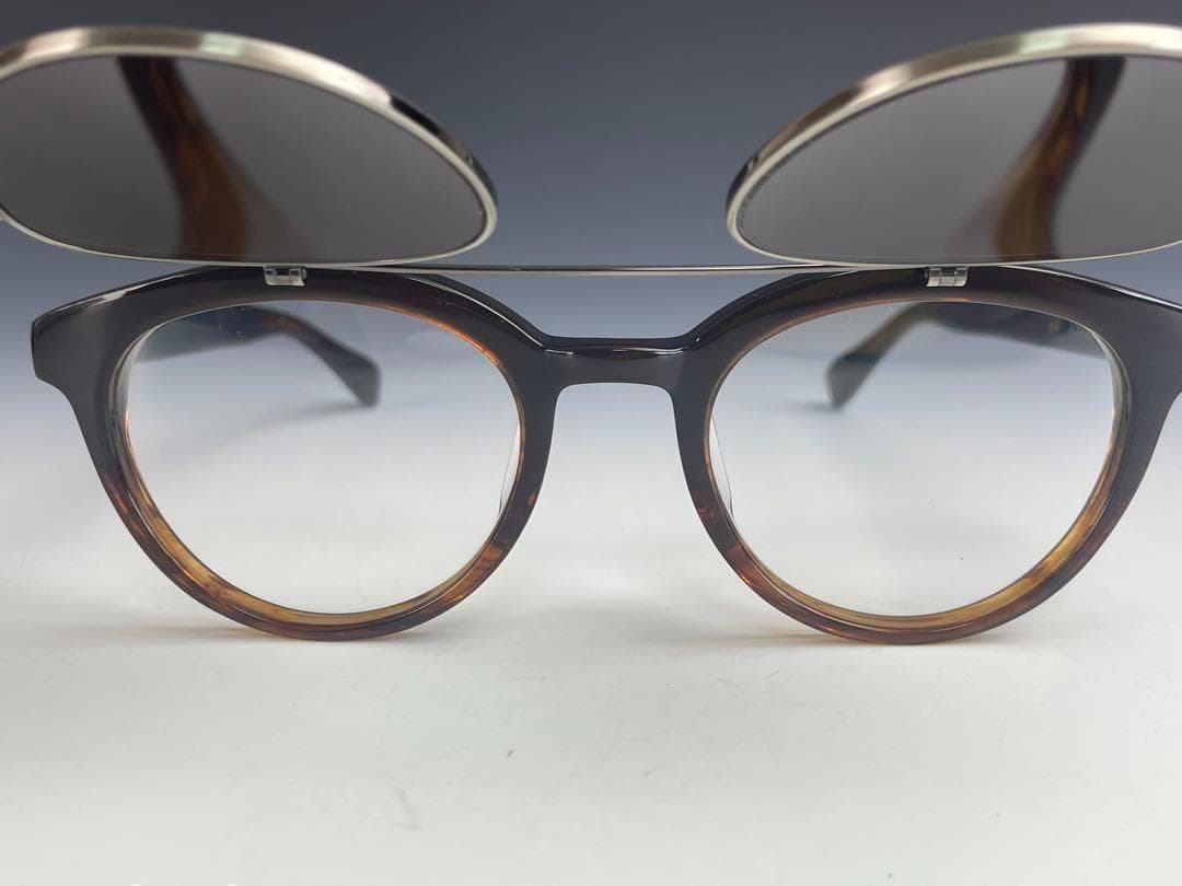 新品 跳ね上げ サングラス 腹式 ボストン ブラウン GL41 度付きレンズ無料