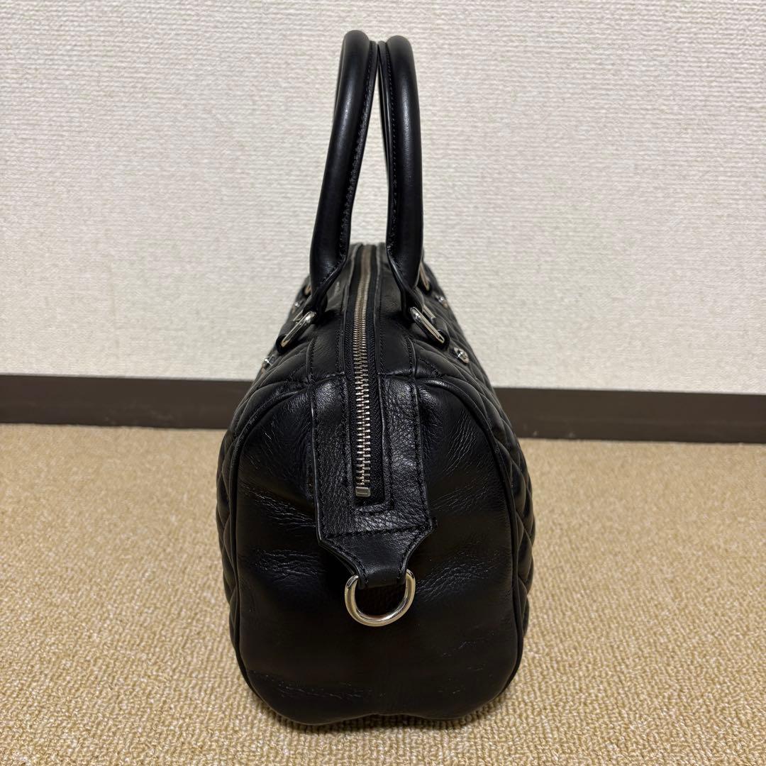 DIESEL ミニボストンバッグ ショルダー 2way キルティング 本革 黒