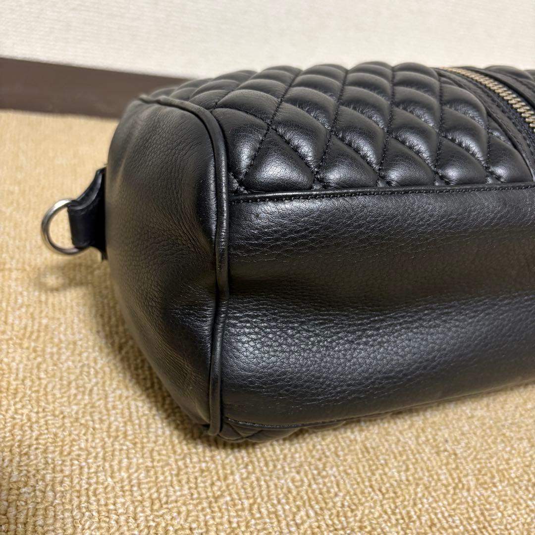 DIESEL ミニボストンバッグ ショルダー 2way キルティング 本革 黒