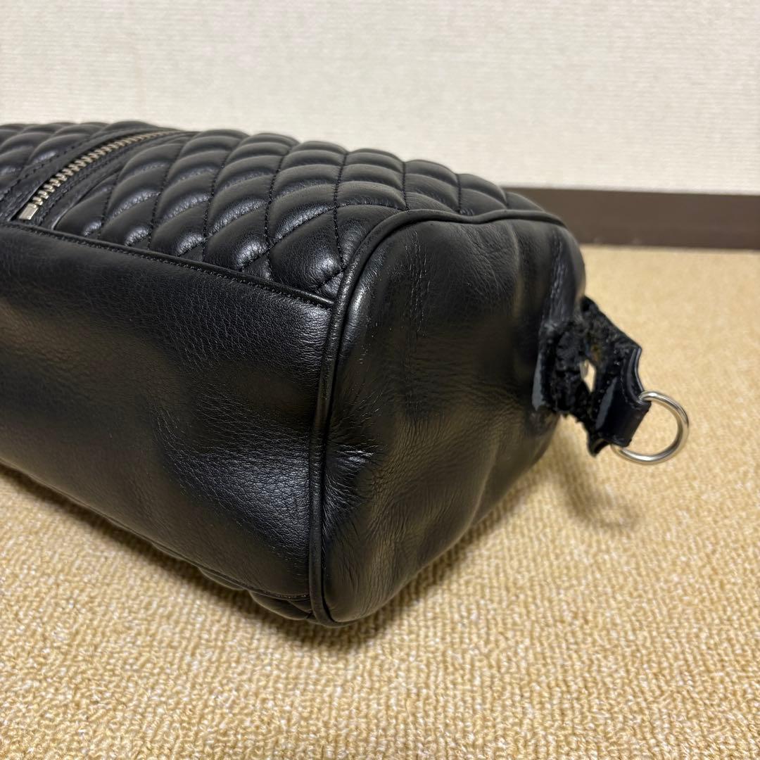 DIESEL ミニボストンバッグ ショルダー 2way キルティング 本革 黒