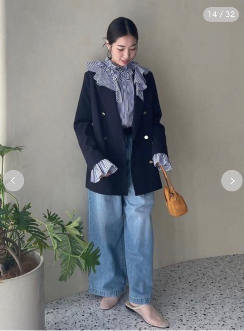 【美品】Mila Owen金釦ダブルブレストロングブレザー