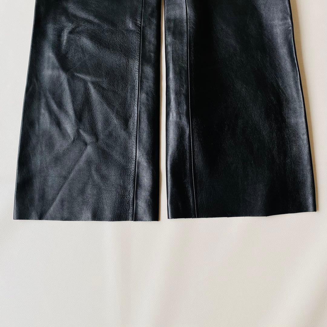 【美品】LOEWE　ロエベ　レザーパンツ　アナグラム総柄　ラムスキン　ストレート