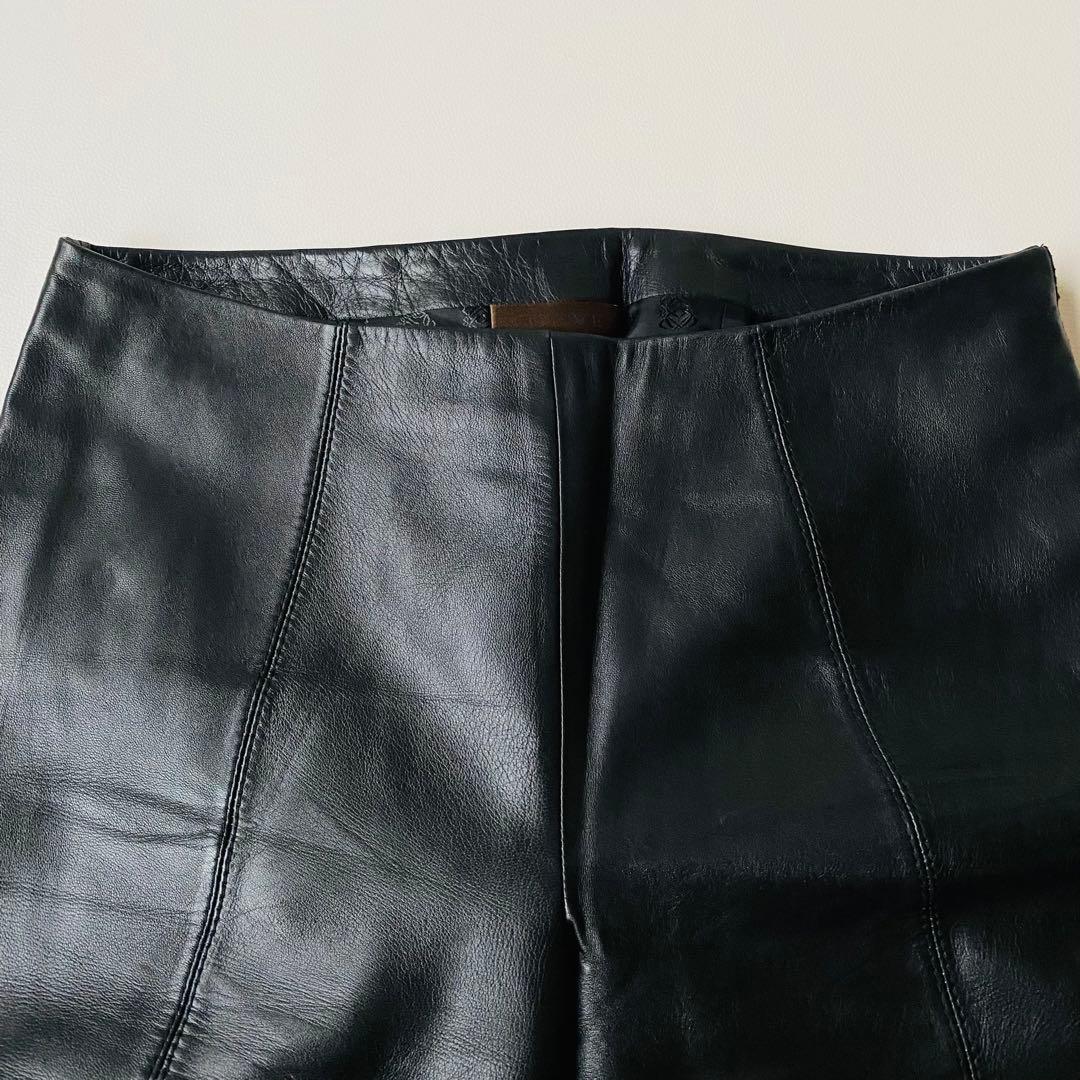 【美品】LOEWE　ロエベ　レザーパンツ　アナグラム総柄　ラムスキン　ストレート