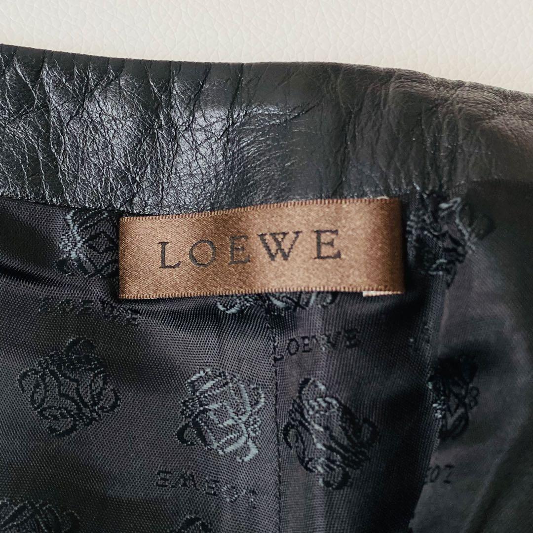 【美品】LOEWE　ロエベ　レザーパンツ　アナグラム総柄　ラムスキン　ストレート