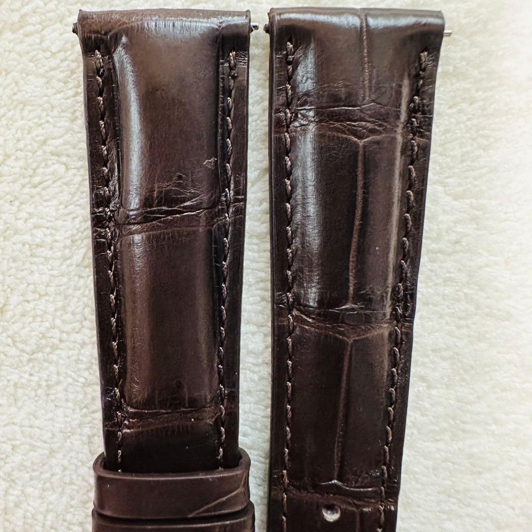 2062#19mm-16mmダークブラウン★本物クロコダイルベルト★スイス製