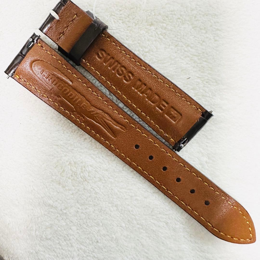 2062#19mm-16mmダークブラウン★本物クロコダイルベルト★スイス製