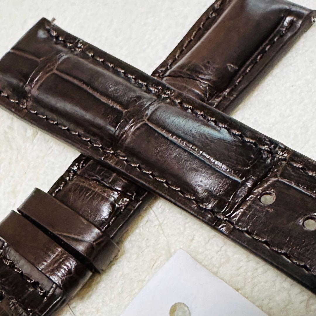 2062#19mm-16mmダークブラウン★本物クロコダイルベルト★スイス製