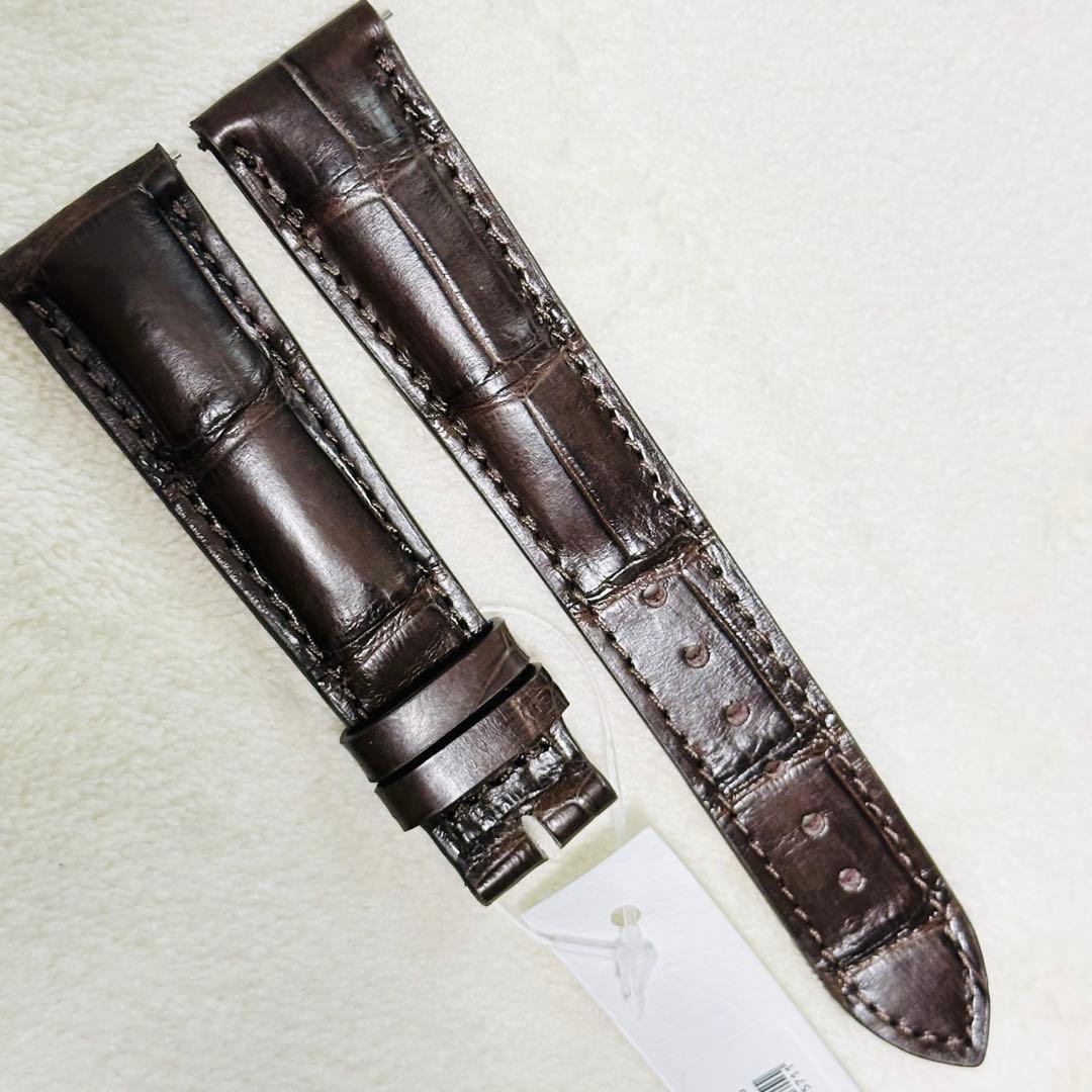 2062#19mm-16mmダークブラウン★本物クロコダイルベルト★スイス製