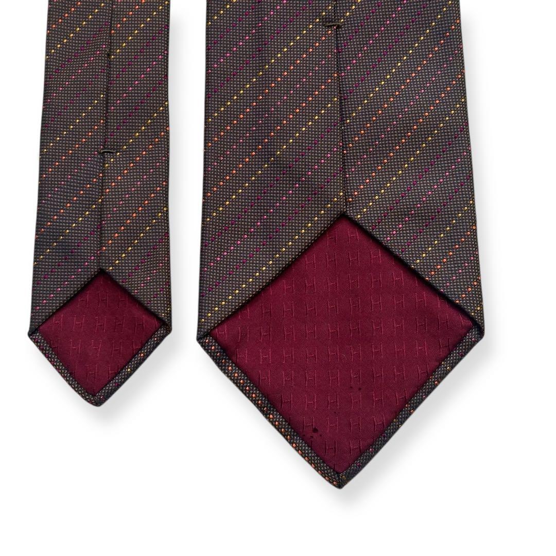 良品✨HERMES ネクタイ　エルメス　ブラウン　レジメンタル　秋冬　【B】