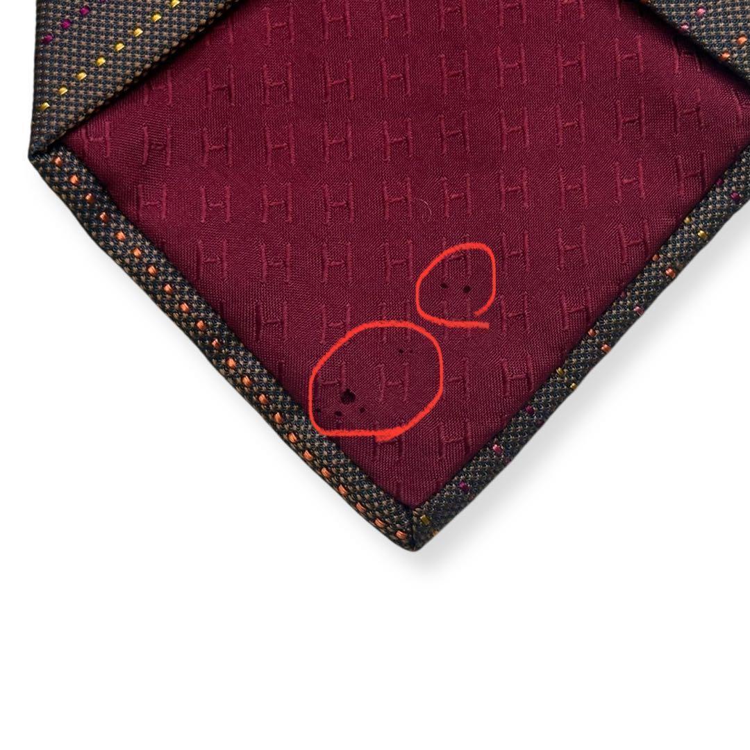 良品✨HERMES ネクタイ　エルメス　ブラウン　レジメンタル　秋冬　【B】