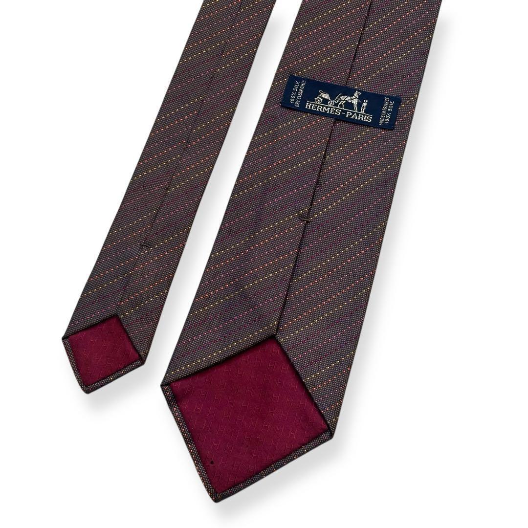 良品✨HERMES ネクタイ　エルメス　ブラウン　レジメンタル　秋冬　【B】
