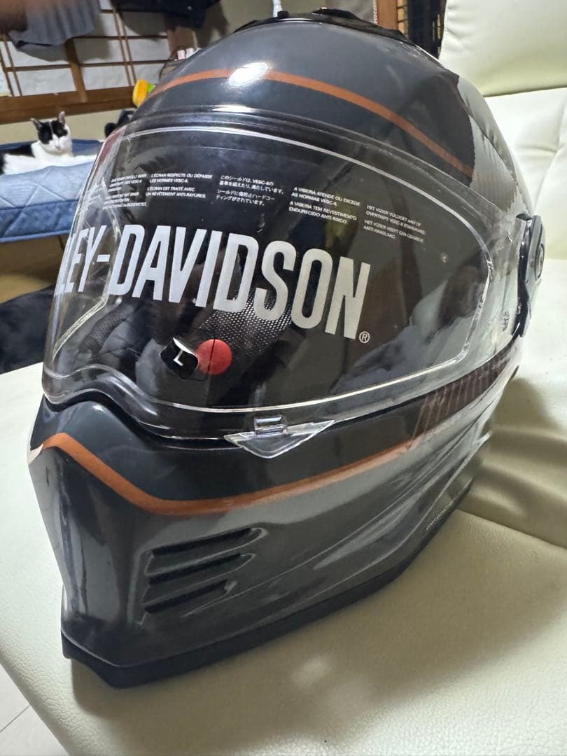 HARLEY-DAVIDSON フルフェイスヘルメット グレー，オレンジライン