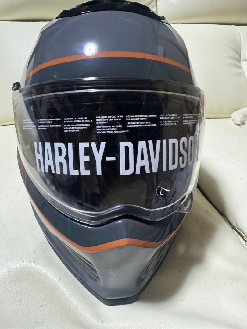 HARLEY-DAVIDSON フルフェイスヘルメット グレー，オレンジライン