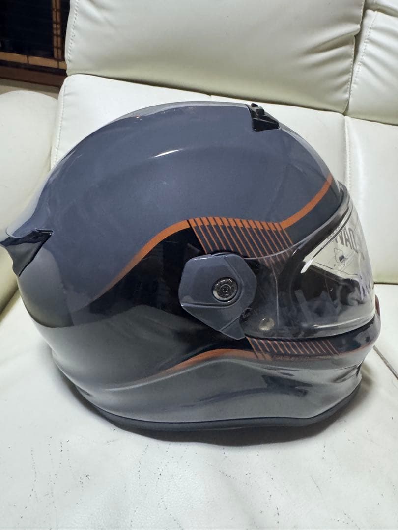 HARLEY-DAVIDSON フルフェイスヘルメット グレー，オレンジライン