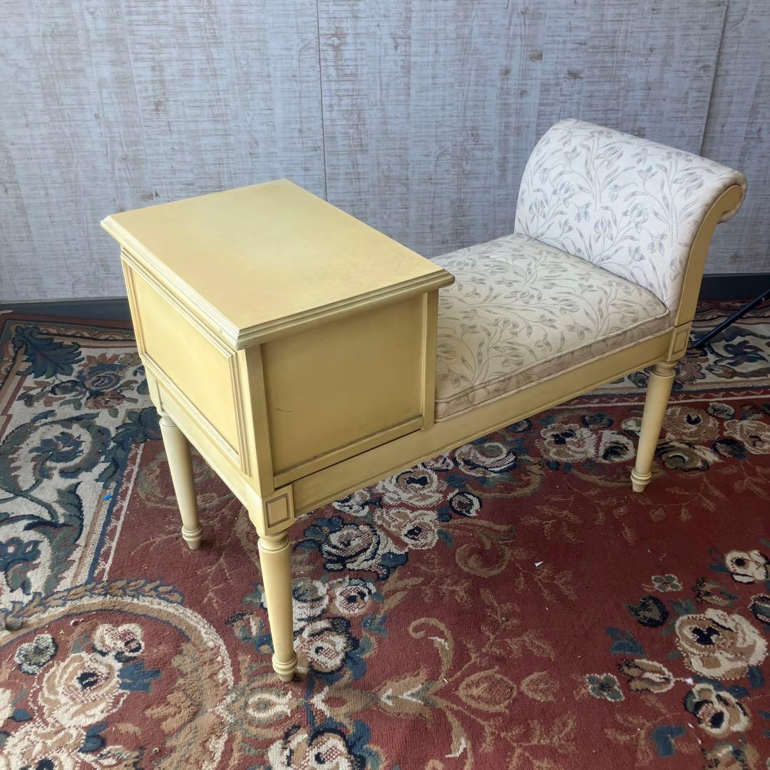 アンティーク ロココ様式 木製ベンチ 花柄アームチェア 一人掛けソファーテーブル