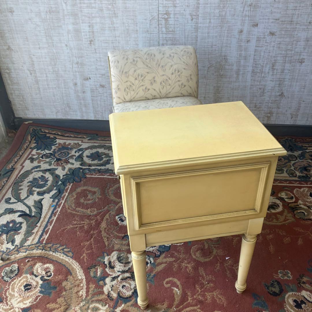 アンティーク ロココ様式 木製ベンチ 花柄アームチェア 一人掛けソファーテーブル