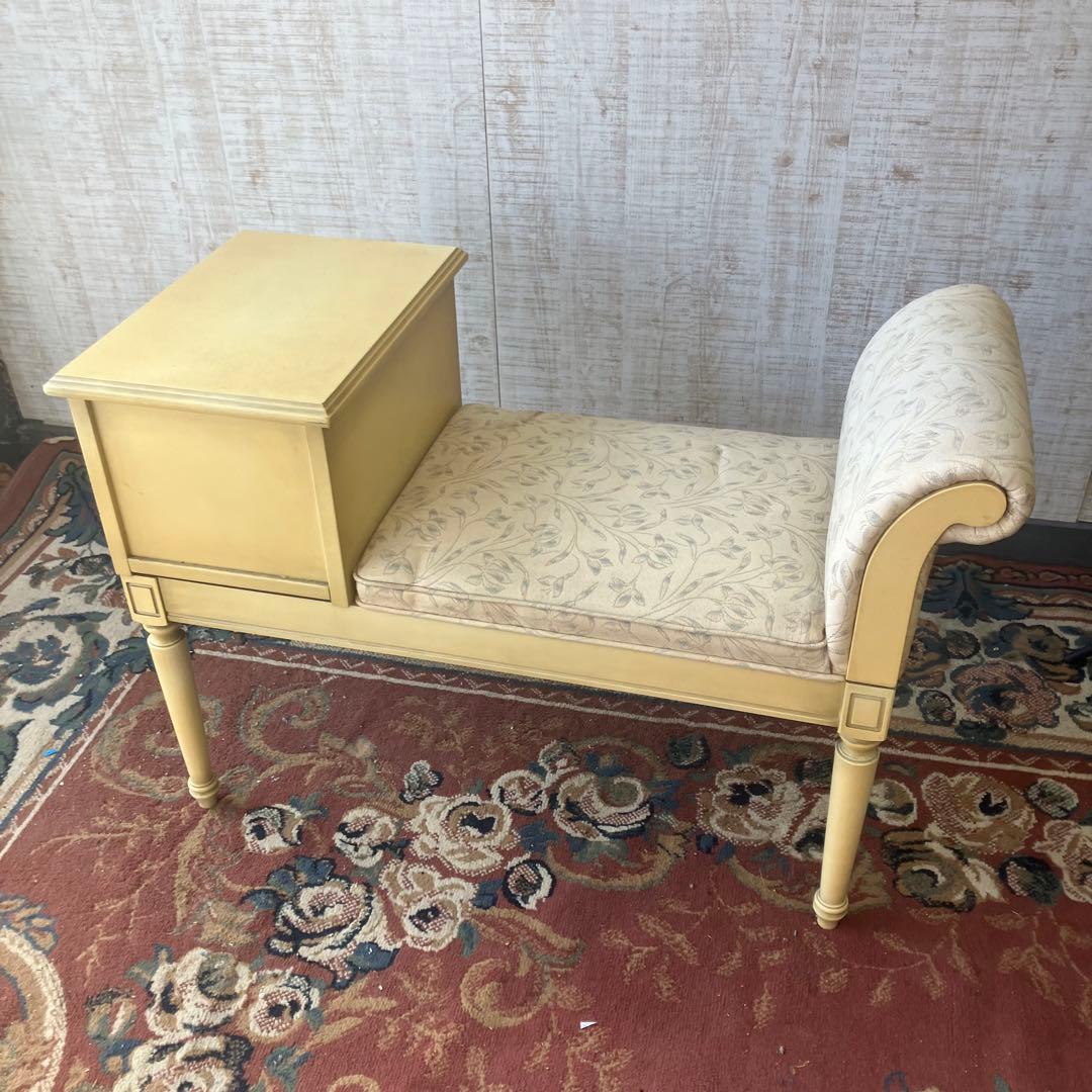 アンティーク ロココ様式 木製ベンチ 花柄アームチェア 一人掛けソファーテーブル